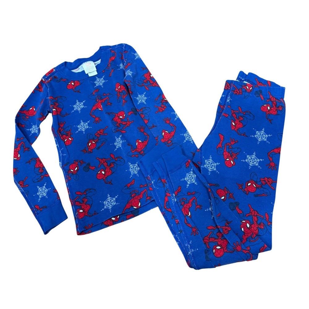 Hanna Andersson Spider-Man Boys Pajama Set Blue Red Size 6-7‎ Long Sleeve